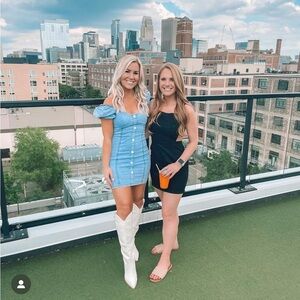 “Jean” looking dress with ruffled sleeves